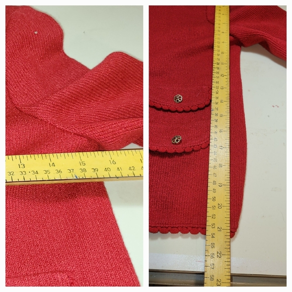 Butte vintage knit SWEATER JACKET RED brass flower buttons M - Picture 4 of 5